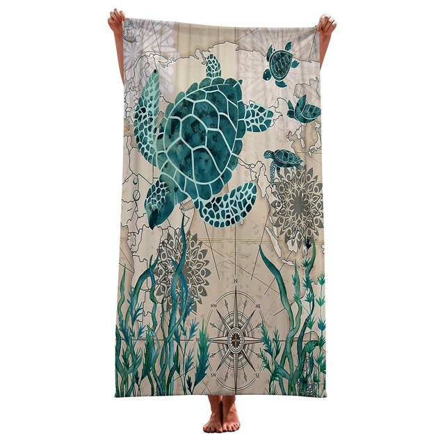 Sea Turtle Beach Towel Microfiber Ocean Animal Bath Towel Nautical