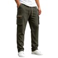 thumbnail image 3 of MXALUOB Cargo Pants for Men Waffle Knit Drawstring Waist Casual Pant Solid Color Workout Running Trousers with Zipper Pockets, 3 of 6