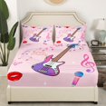 thumbnail image 3 of Erosebridal Purple Guitar Sheet Set Twin,Music Melody Bedding Sets Twin Size,Butterfly Lips Twin Sheet Sets,Lightweight Bling Bedroom Decoration,3pcs, 3 of 7