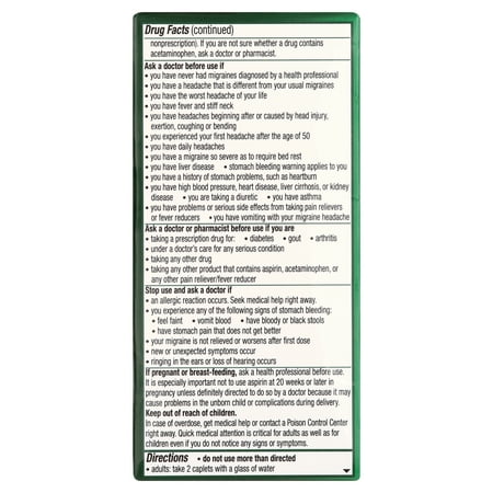 Excedrin Migraine Relief Caplets Acetaminophen, Aspirin and Caffeine, 100 Count