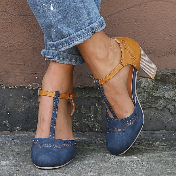 Sandalias de tacón grueso con hebilla hueca para mujer Wmkox8yii shjk5434