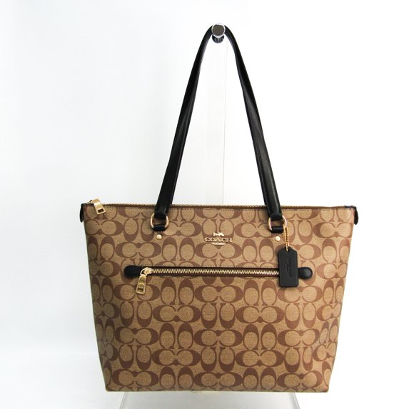 Coach Signature Luxury Gallery F79609 Women's PVC,Leather Tote Bag Beige,Black,