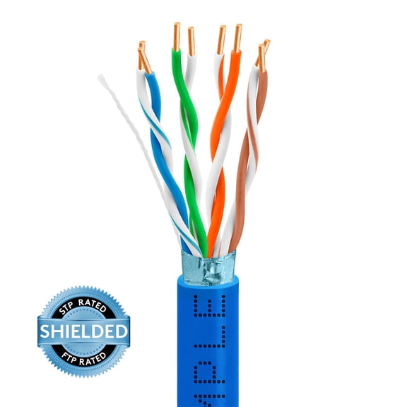 Cat5e Bulk STP/FTP Ethernet Cable 24AWG Bare Copper 350MHz 1000 Feet Blue