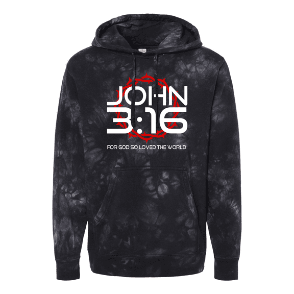Trenz Shirt Company Mens Christian John 3:16 for God So Loved The World Scripture Tie-Dye Hoodie-Black-large