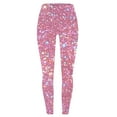 thumbnail image 4 of QATAINLAV Womens Leggings 2025 New Years Eve Party Gifts Trendy Sparkly Glitter Sequin Printed Tights Soft Comfy Stretch High Waist Workout Yoga Pants 2025 Pink XL, 4 of 7