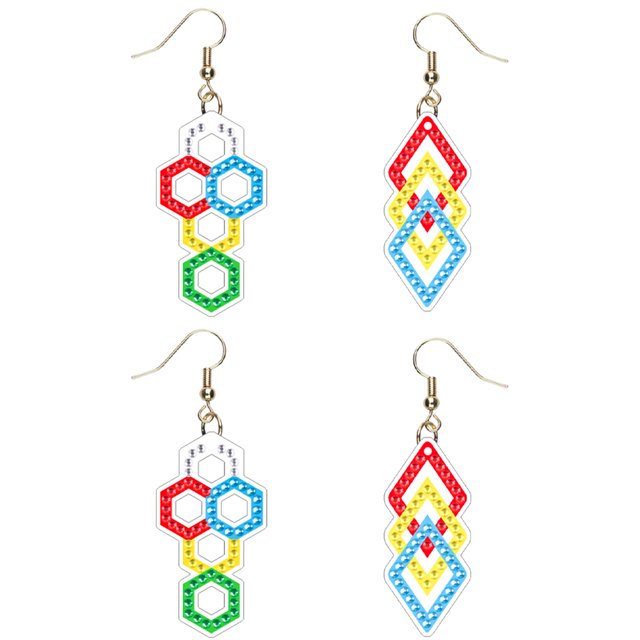 (RZ039) Pendientes Diamantes Punto Creativos Forma Irregular DIY (diamante Punto Doble Cara)