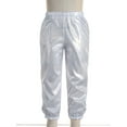 thumbnail image 3 of Manyakai Boys Girls Shiny Metallic Dance Pants Leggings Glittery Trousers Bell Bottoms Jazz Hip Hop Silver 170, 3 of 6