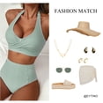 thumbnail image 7 of Eytino Swimsuits for Women High Waisted 2 Piece Bikini Set Striped Vintage Halter Bathing Suit with Patch Pocket, Green, 2XL, 7 of 7