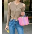 thumbnail image 4 of Handwoven Tote Bag for Women Straw Hobo Purse PVC Summer Beach Bag Rattan Woven Cute Shopping Handbag Color Block, 4 of 9