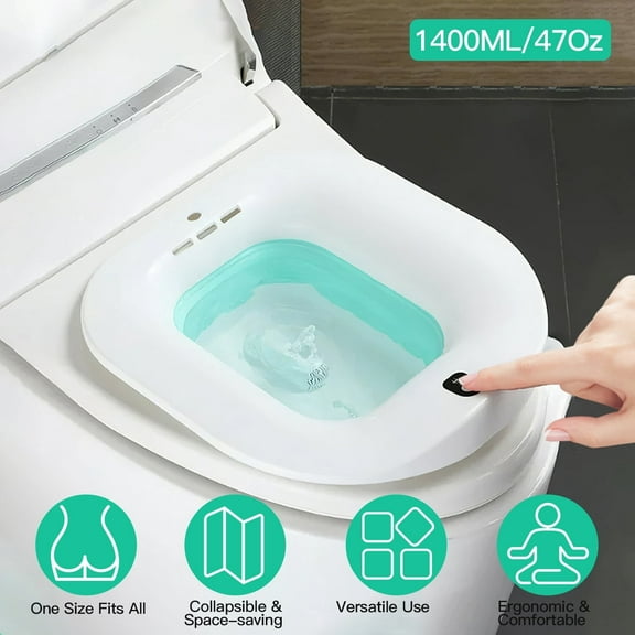 Imountek Electric Sitz Bath, Foldable Postpartum Care Basin for Toilet Seat Men Women Use, White