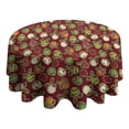 thumbnail image 4 of Red Christmas Ornament Pattern Round Tablecloth 60"x60",Wrinkle Wipeable Table Cloth for Kitchen Dining Room Picnic Patio Party, 4 of 6