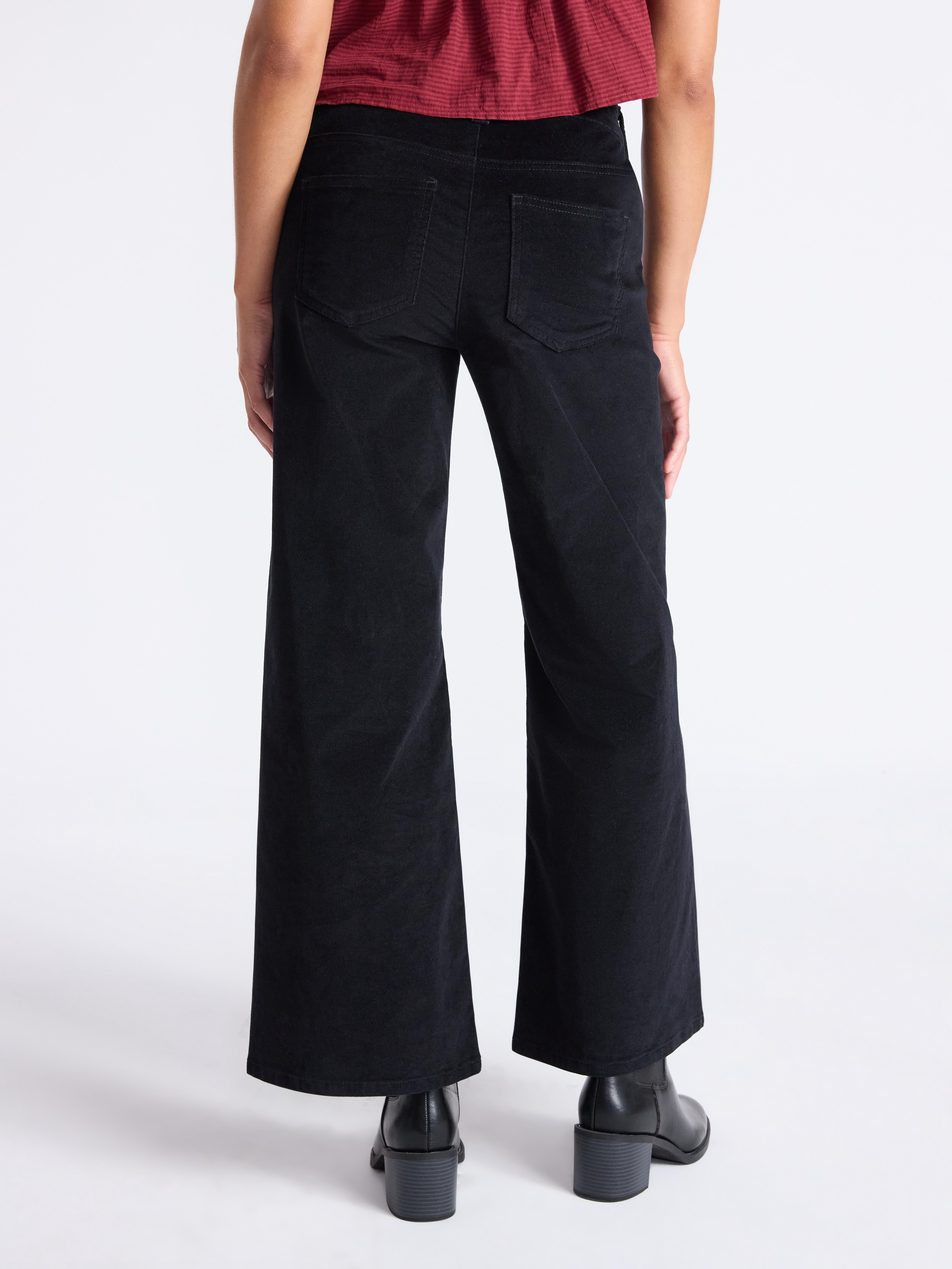 Time and Tru Women's Velvet Wide Leg Pants, 32" Inseam, Size 0-20