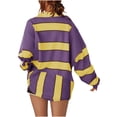 thumbnail image 4 of RXIRUCGD Blouse Décontractée Mode à Rayures Col en V Manches Longues pour Femmes, Violet, Taille : S, 4 of 4