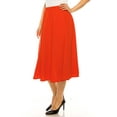 thumbnail image 2 of Women's Plus Size A-Line High Waist Elastic Band Pleated Solid Midi Skirt, 2 of 6