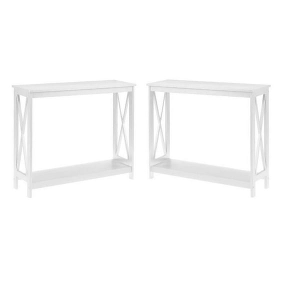 Home Square 2 Piece Wood Console Table Set in White