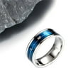 thumbnail image 4 of PAMTIER Unisex Stainless Steel 7MM Blue Electrocardiogram Rotatable Couple Ring Real Lover Heartbeat Wedding Bands Size 11, 4 of 6