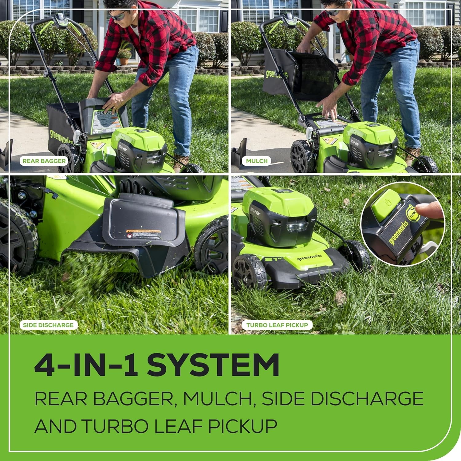 Greenworks 2 x 24V 21" Brushless Cordless (Self-Propelled) Lawn Mower + Blower (320 CFM) + 12" String Trimmer, (2) 5.0Ah Batteries and Charger Included (75+ Compatible Tools)