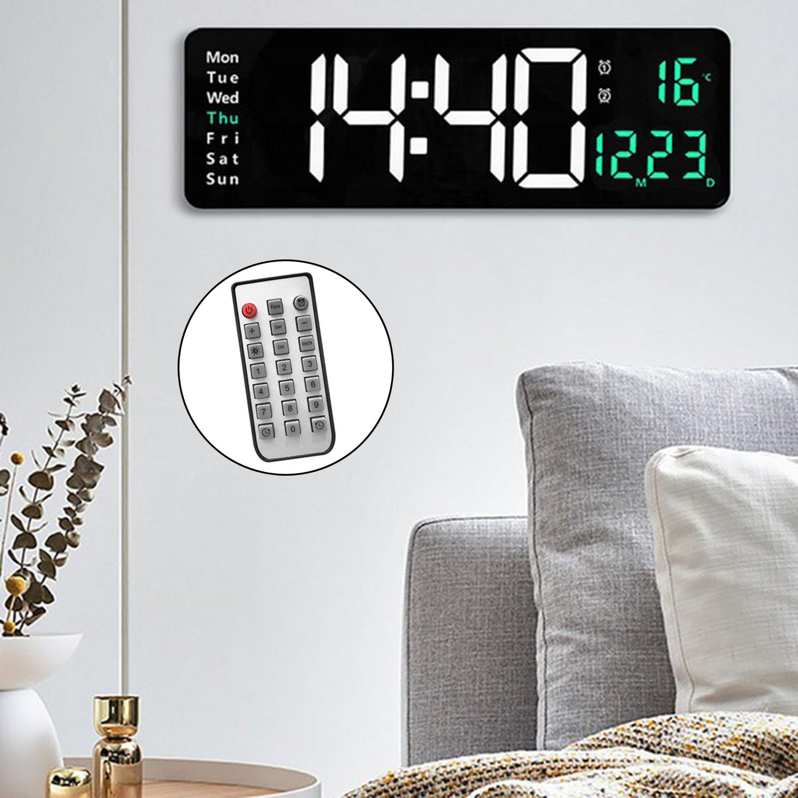 Oversized 15" Digital USB Two-Color Display with Remote Control Large Number W/ Calendar Classroom Bedroom Decoration , Green