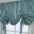 thumbnail image 3 of Nvzi Cortina de hojas bordadas con estilo rústico, con aislamiento térmico, ajustable, para ventanas pequeñas, con bolsillo para barra, 1 panel (39 x 55 pulgadas, azul), 3 of 5