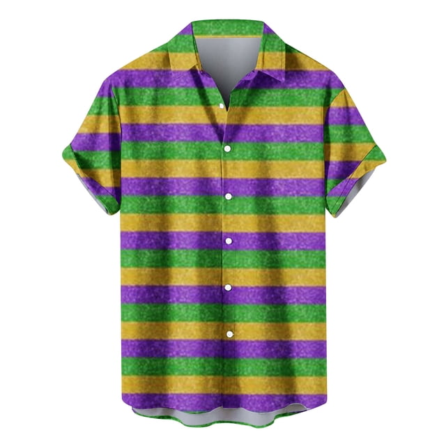 SDNall Chemise Imprimée Carnaval pour Hommes Chemise Décontractée Ample Imprimée Manches Courtes Col Rond Haut/chemise Chemises pour Hommes