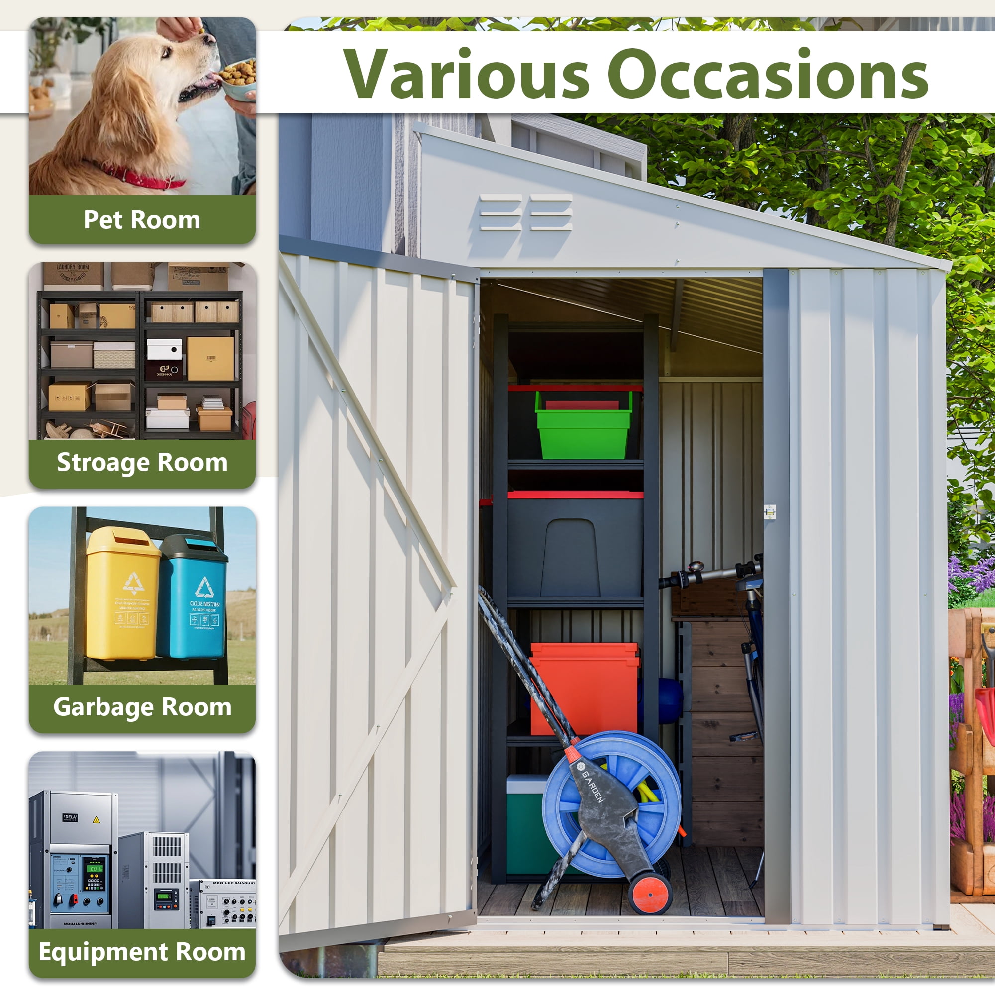 MAYEERTY 6x4FT Compact Outdoor Metal Storage Shed, Galvanized Steel Tool Shed with Lockable Door & Ventilation, All-Weather Organizer for Backyard, Garden & Patio