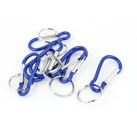 7pcs Blue Metal Carabiner Camping Hike Clip Hook Keychain Fob Keyring Keychain
