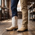 thumbnail image 3 of Men’s Western Cowboy Boots, Embroidered Pointed Toe Boots, Block Heel Slip-On Boots Mid-Calf Knight Boots, 3 of 6