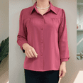 thumbnail image 2 of Women's 3/4 Sleeve T-Shirts Elegant Polo Collar Solid Color Blouse, 2 of 5