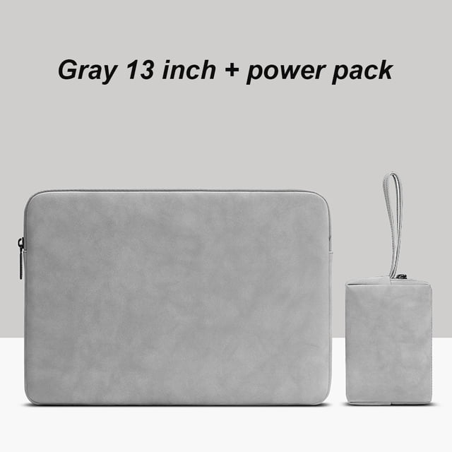 Funda para computadora portátil de cuero, impermeable, bolsa para computadora portátil con cremallera, funda para computadora a prueba de golpes, gris, 13 pulgadas, bolsa de carga Scienceny EL002886-10