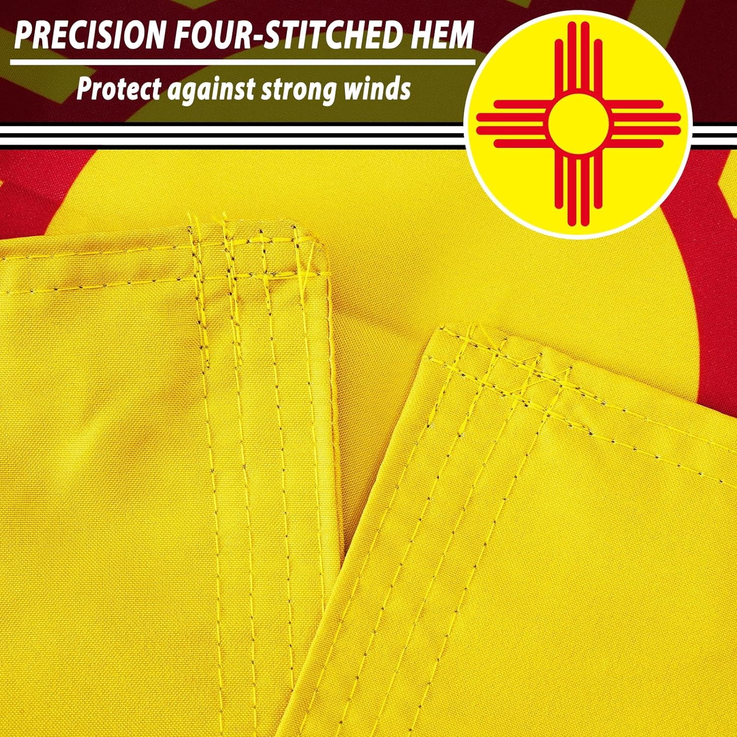 FLAGWIN New Mexico Flag 3x5 FT - 3 Ply Double Sided Polyester New Mexico State Flag with Brass Grommets - Vivid Color and Fade Proof State of New Mexico Flag 3x5 Outdoor
