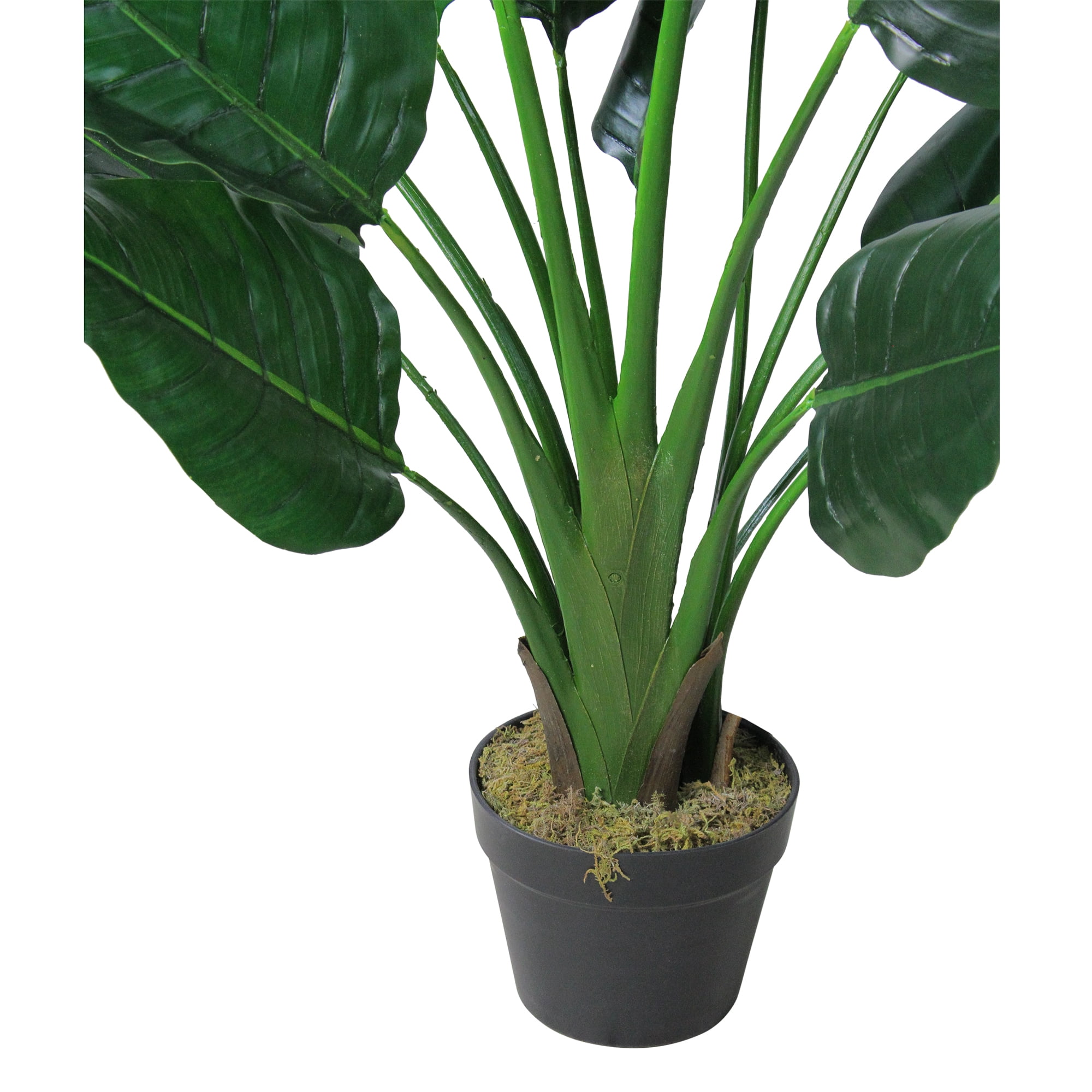 42" Artificial Green Bird of Paradise Plant with Black Pot