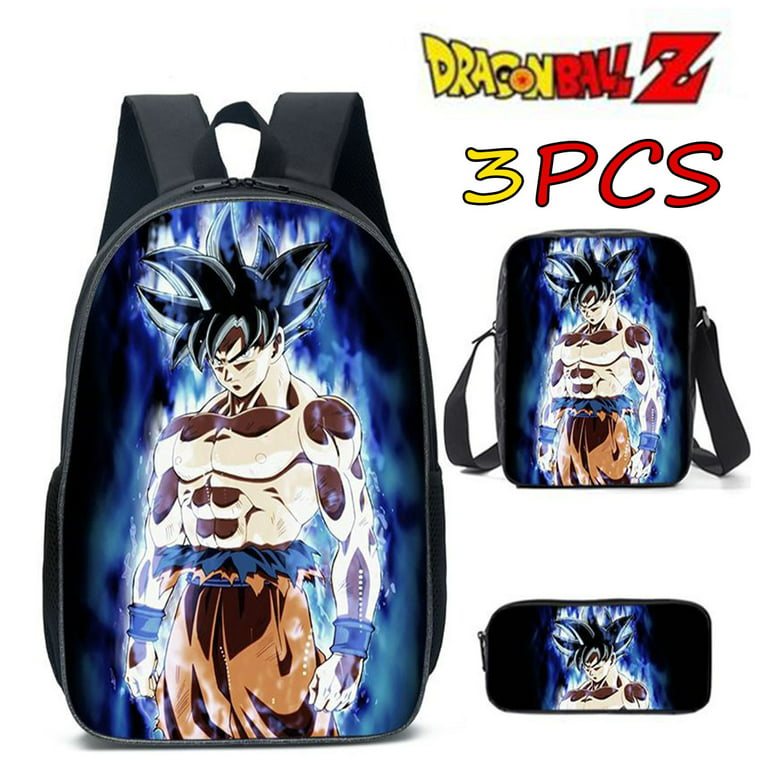 Bangyan 3Pcs/Set Anime Dragon Ball Super Saiyan Goku Schoolbag Student Backpack Cute Anime Teenager Birthday Gift for Primary School-A, Girl's, Black