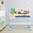 thumbnail image 4 of Costway Adjustable Height Kids Study Desk Drafting Table w/Bookshelf&Hutch Blue, 4 of 10