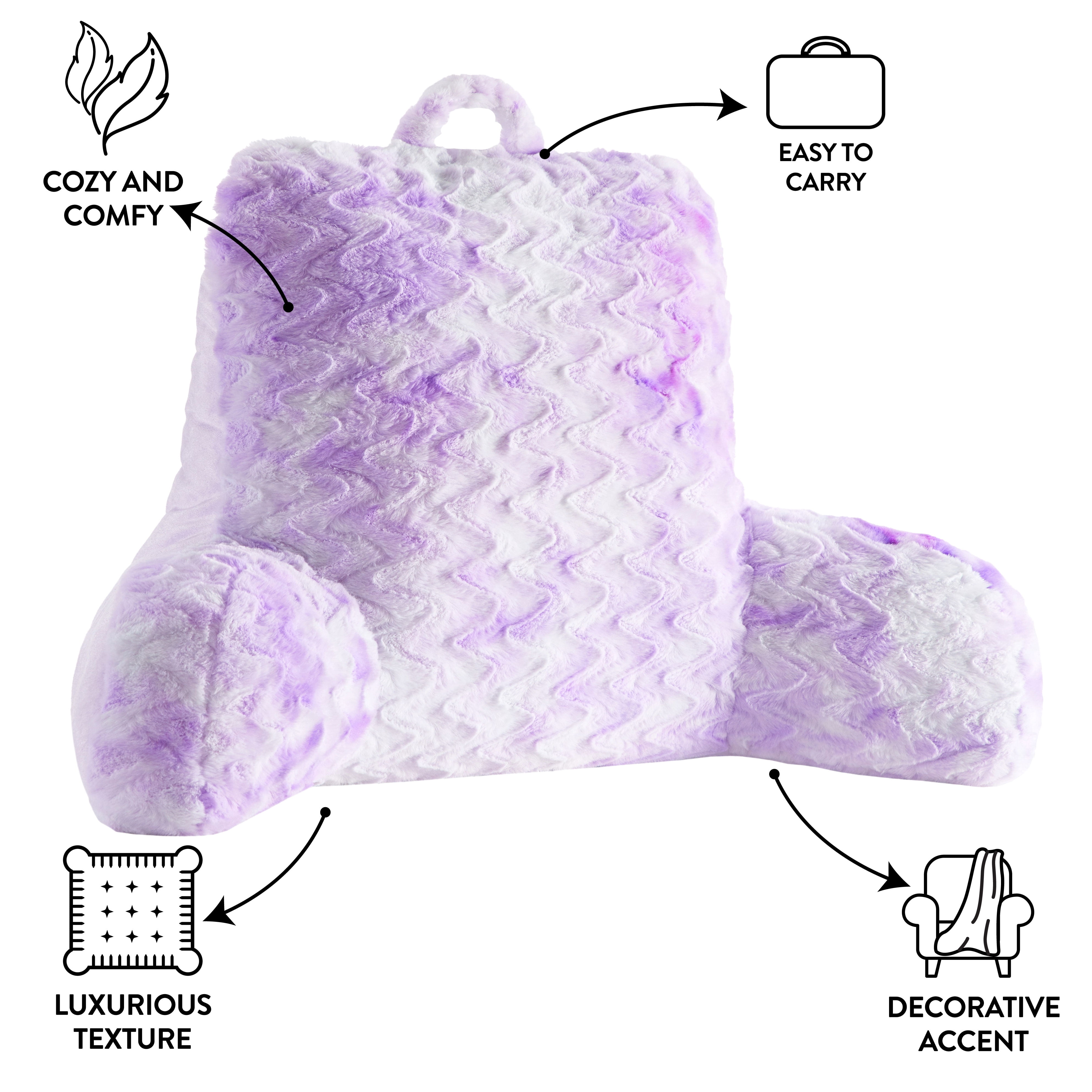 Mainstays Super Soft Tie Dye Backrest, Purple Multicolor, 23" x 29"