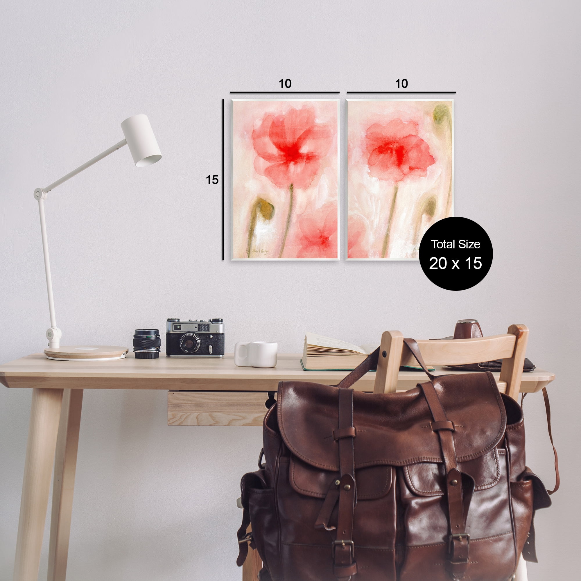 Stupell Industries Beautiful Coral Poppy Blossom Plants & Flowers Painting Unframed Art Print Wall Art, 10 x 15, Set of 2