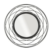 Layla Modern Round Metal Modern Wall Mirror - Black - 30"H x 30"W