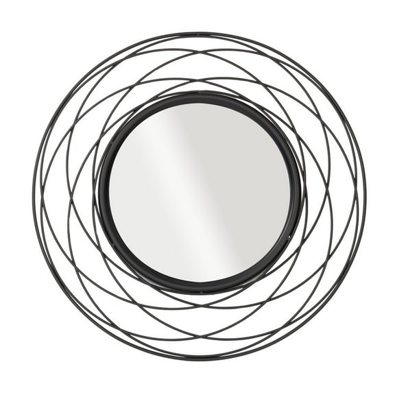 Layla Modern Round Metal Modern Wall Mirror - Black - 30"H x 30"W