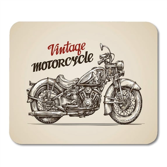 SIDONKU Motor Bike Vintage Motorcycle Motorbike Sketch Retro Garage Outline Mousepad Mouse Pad Mouse Mat 9x10 inch