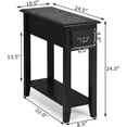 thumbnail image 2 of Favory Narrow End Table, Slim Side Table with Drawer and Open Shelf, Small End Tables for Small Spaces, Narrow Nightstand Bedside Table for Living Room Bedroom, 9.8 x 23.6 x 23.6 inches (1, Black), 2 of 9