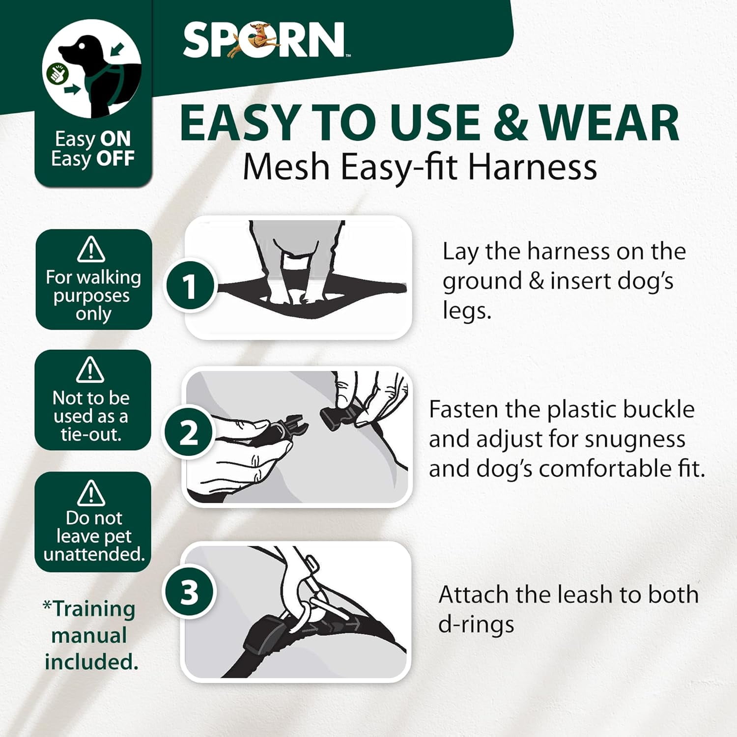 Sporn Easy Fit Dog Harness, Blue, X-Large (30-41" Girth Size)