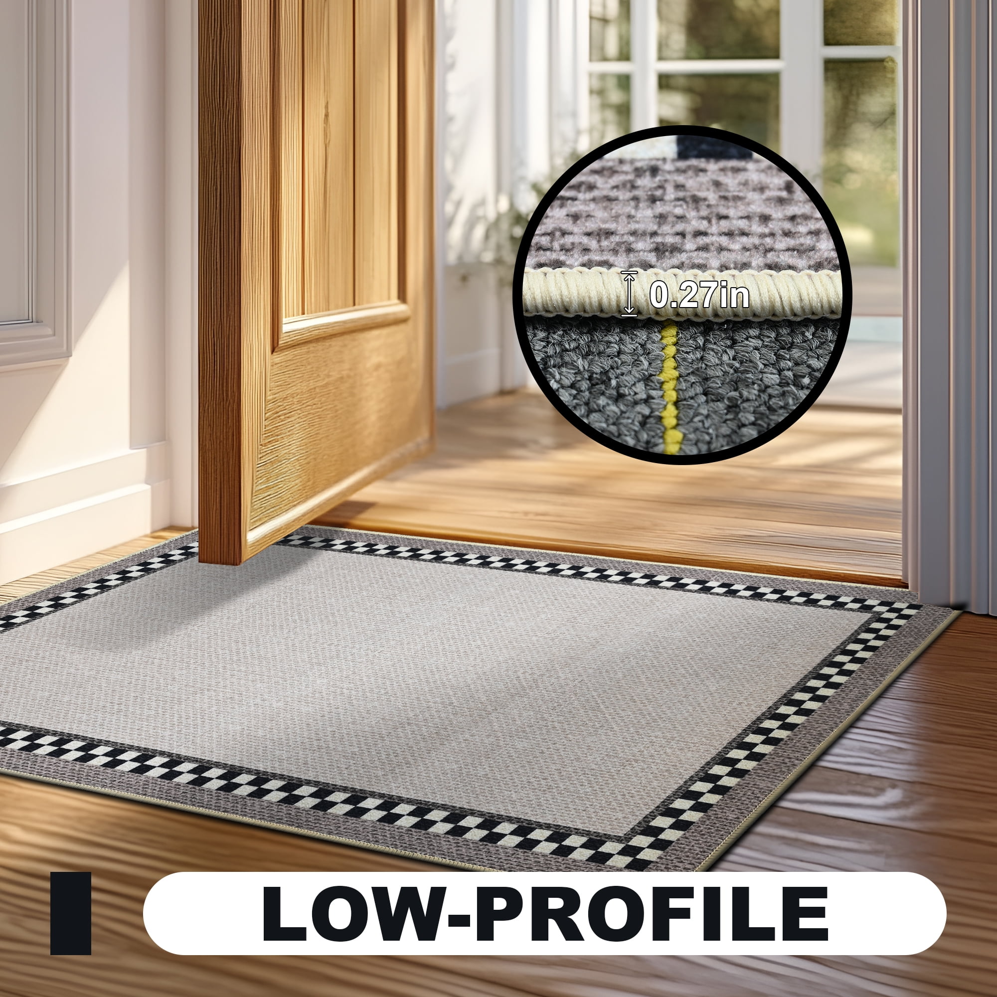 Vaparinckl Door Mat, Non Slip 17"x30" Front Indoor Doormat, Welcome Mat for Inside, Absorbent Rubber, Low Profile Dirt Trapper outdoor Rug For Entryway & Outside Entrance, Beige