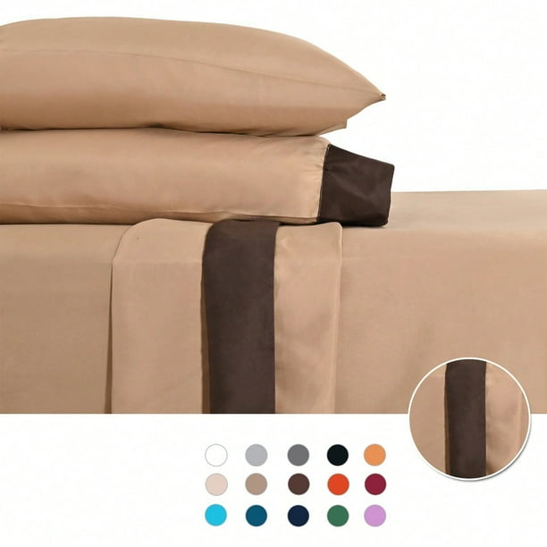 Juego de Sábanas Individual 2800 Hilos Extra Suave Premium Cenefa Europea Soft Nature