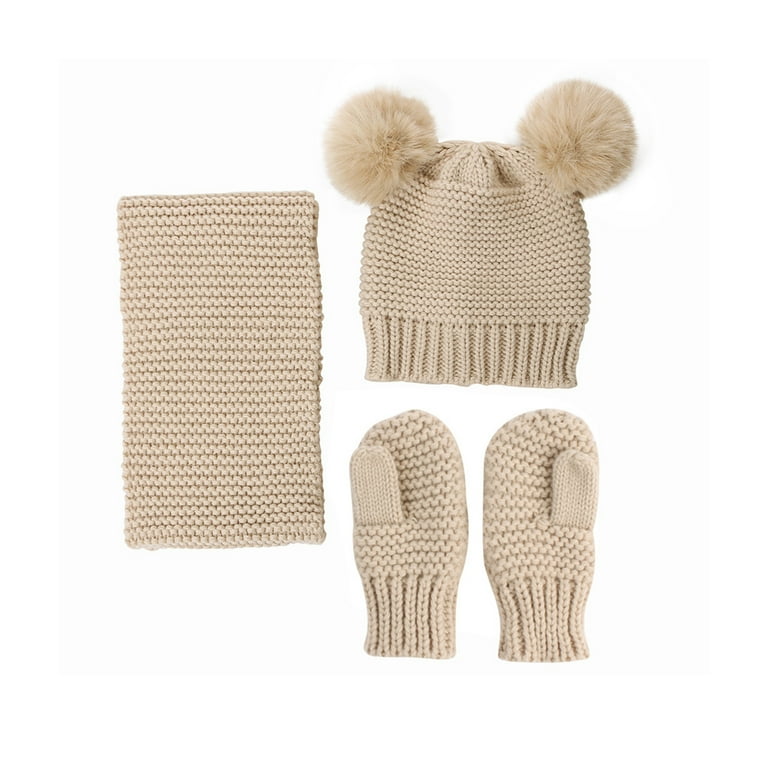 Windfall Kids Winter Beanie Hat Scarf Gloves Set for Baby Girls