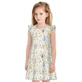 thumbnail image 1 of Fotbe Flower Rabbit Vestido de Dormir para Niñas de 3 a 10 Años, Mangas Cortas, Estilo Princesa, Pijama Camisón con Mangas Voladas-Small, 1 of 6