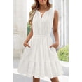 thumbnail image 3 of Merokeety Summer Dress for Women V Neck Flowy Vacation Mini Dress with Pockets White m, 3 of 6