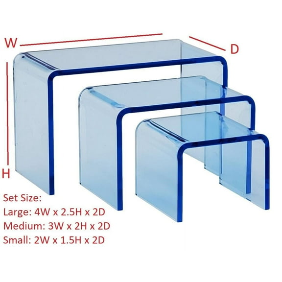 T'z Tagz New Transparent Neon Blue Acrylic Riser Display Stands for Marketing