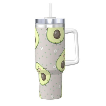 

Cartoon Cute Avocado 40oz Car Insulated Cups Ice Bully Cup with Handle Double Stainless Steel Vacuum Tumblers Water Bottle with Lid and Straw