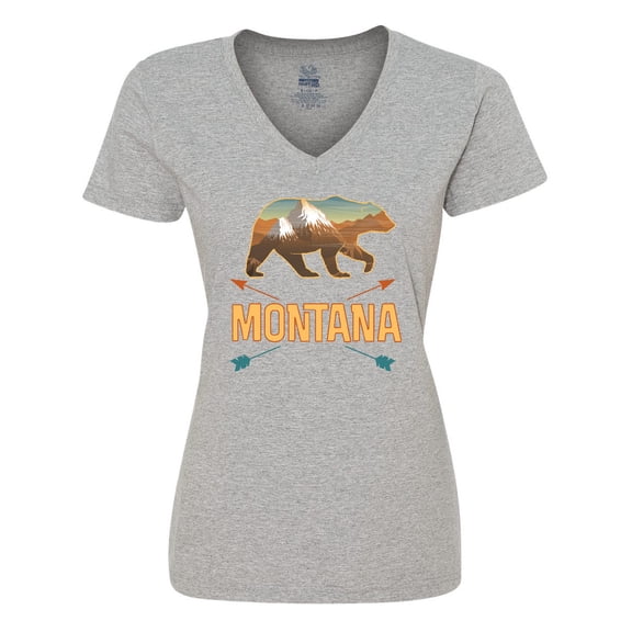 Inktastic Montana Vacation Bear Silhouette Women's V-Neck T-Shirt