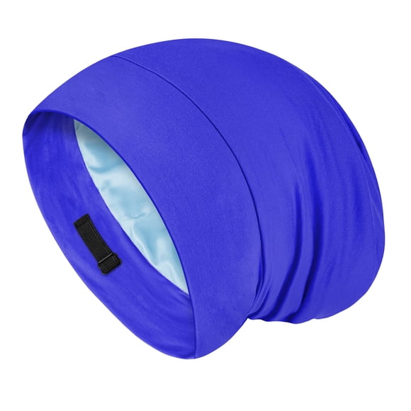 Gorro de pelo Fittia Satin para dormir, correa antideslizante, azul