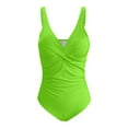 thumbnail image 5 of FINALGANG Women's Solid Color Onesie Bathing Suit Spaghetti Strap V Neck High Waist Stretchy Slim Fit Swimsuit For Beach Water Activities Classic Swimwear, 5 of 5